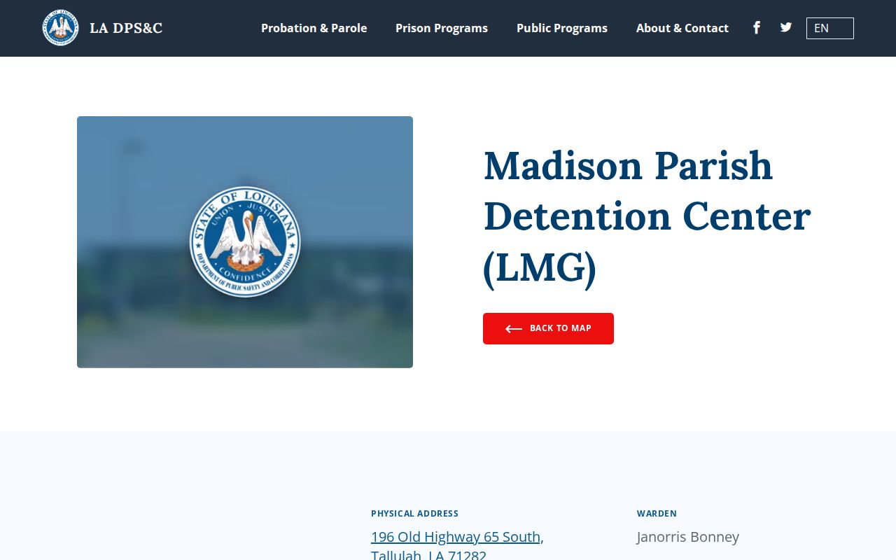 Madison Parish Detention Center release contact listing