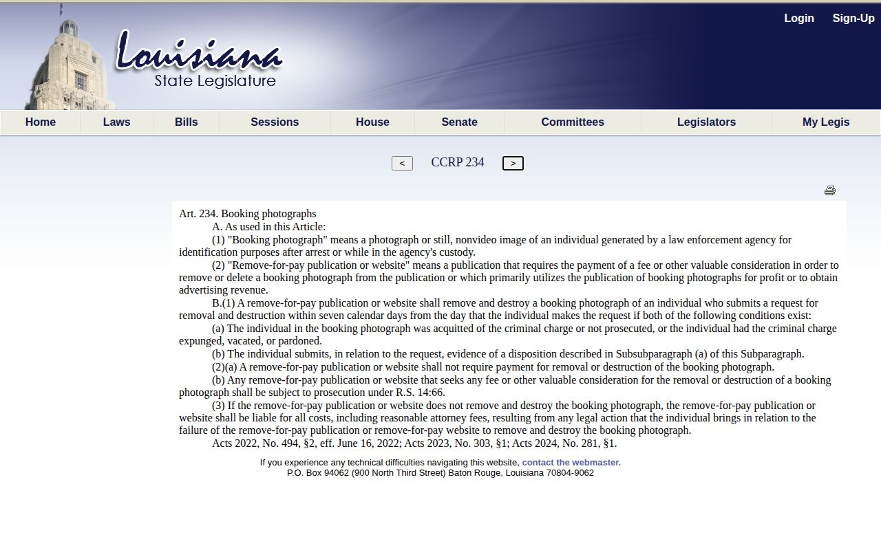Madison Parish Jail release procedure law record